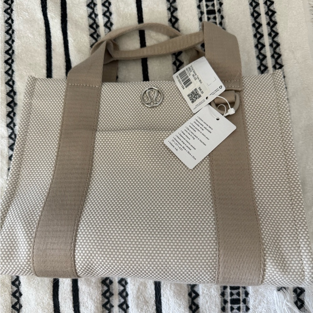 Lululemon Two-Tone Canvas Tote Mini Beige Tan NWT